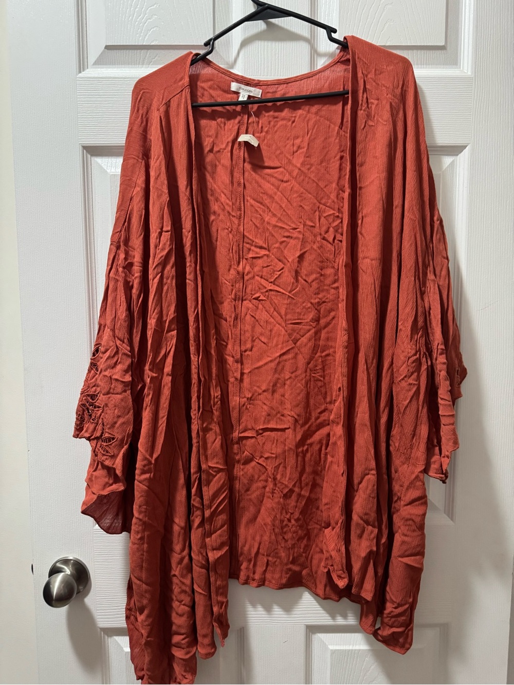 Maurices Rust Open-Front Draped Kimono Cardigan
